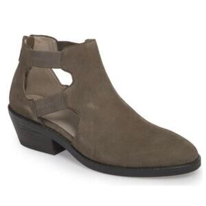 Eileen Fisher Vanda Tumbled Nubuck Leather Bootie Cutout Graphite 7